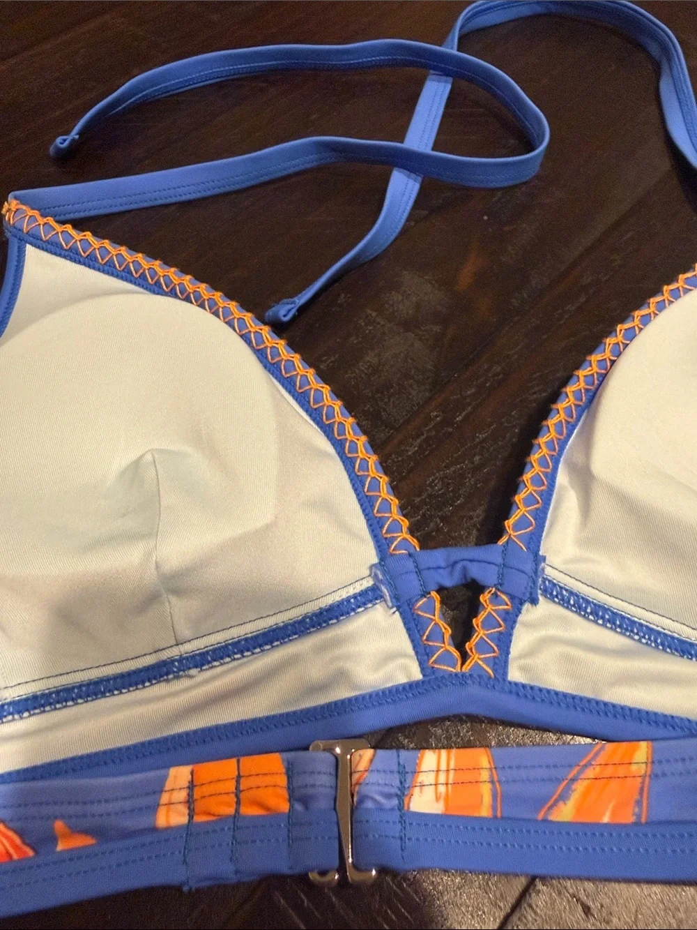 Cupshe Blue Tropical Leaf Print Piece Bikini NWT Top Size M Bottom Size L